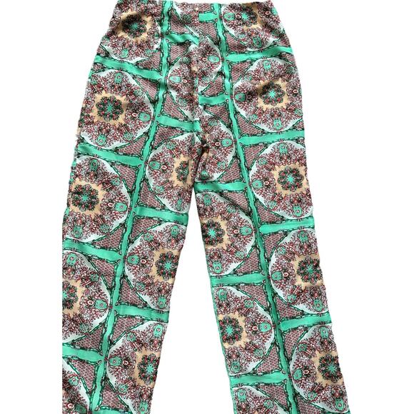 Gianni Bini Women's Medium Green Red White Geometric Paisley Print Flowy Pants - Picture 12 of 16